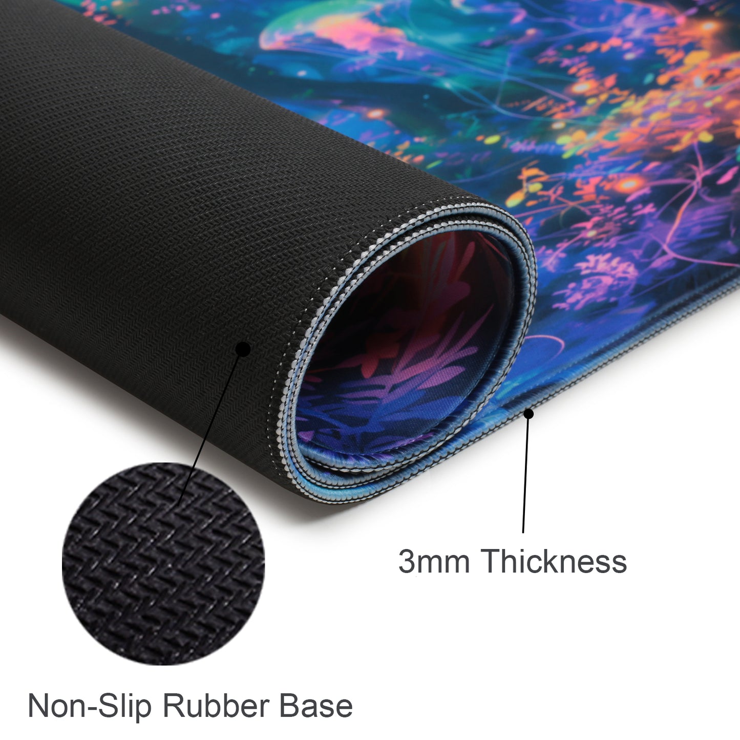 Simpkeely Large Fantasy Forest Jellyfish Gaming Mouse Pad - Blacklight Fairytale Waterproof Desk Mat, 31.5" x 11.8" Extended Non-Slip Rubber Base for Office & Home