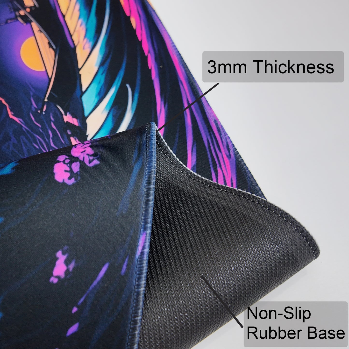 Simpkeely Large Japanese Sea Wave Gaming Mouse Pad - Blacklight Kanagawa Waterproof Desk Mat, Extended Non-Slip Rubber Base, Office & Home Computer Keyboard Pad