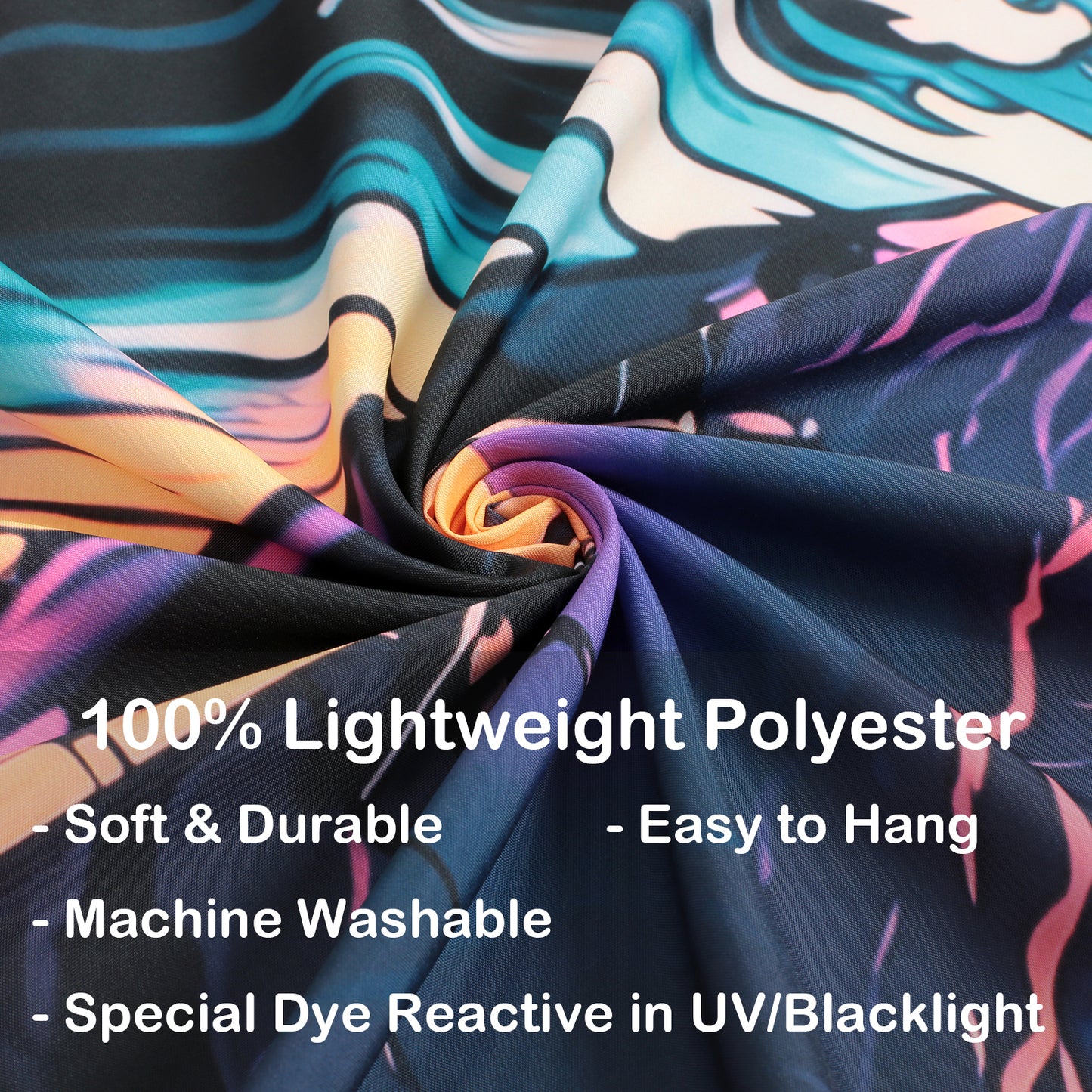 Simpkeely Japanese Sea Wave Tapestry, Blacklight Kanagawa Neon Sunset Ocean Tapestries Wall Hanging, UV Reactive Cool Tsunami Tapestry Wall Art for Bedroom, Living Room