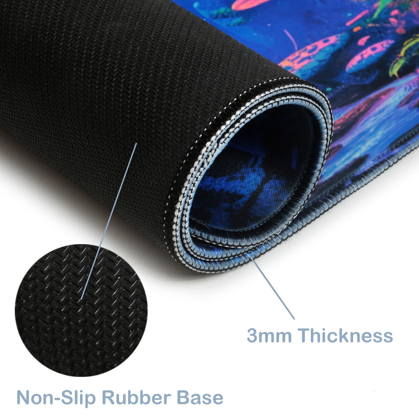 Simpkeely Large Fantasy Mushroom Gaming Mouse Pad - Blacklight Forest Desk Mat, Glowing Waterproof Extended Non-Slip Rubber Base, Office & Home Keyboard Pad