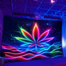 Simpkeely Space Sense, Waves, Big Leaf UV Black Light Tapestry, Large Size Peach Skin Fluorescent Tapestry, Bedroom Aesthetic Hanging Tapestry For Bedroom Office Living Room Home Decor, With Free Accessories