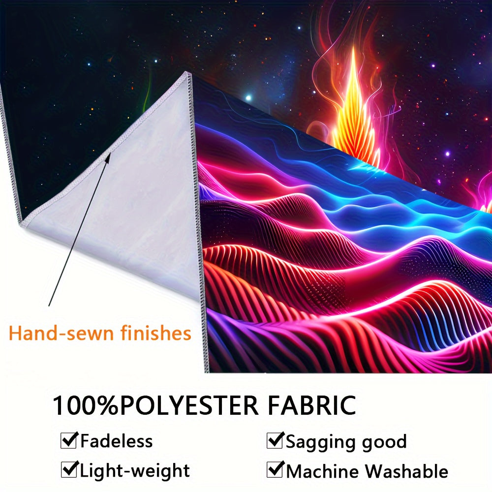 Simpkeely Space Sense, Waves, Big Leaf UV Black Light Tapestry, Large Size Peach Skin Fluorescent Tapestry, Bedroom Aesthetic Hanging Tapestry For Bedroom Office Living Room Home Decor, With Free Accessories