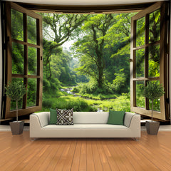 Simpkeely Fresh Forest Creek Landscape Photo Background Cloth Wall Hanging Large Size Polyester Tapestry For Living Room Bedroom Office Home Room Party Decoration Live Streaming Background Tapestry With Free Hanging Clip