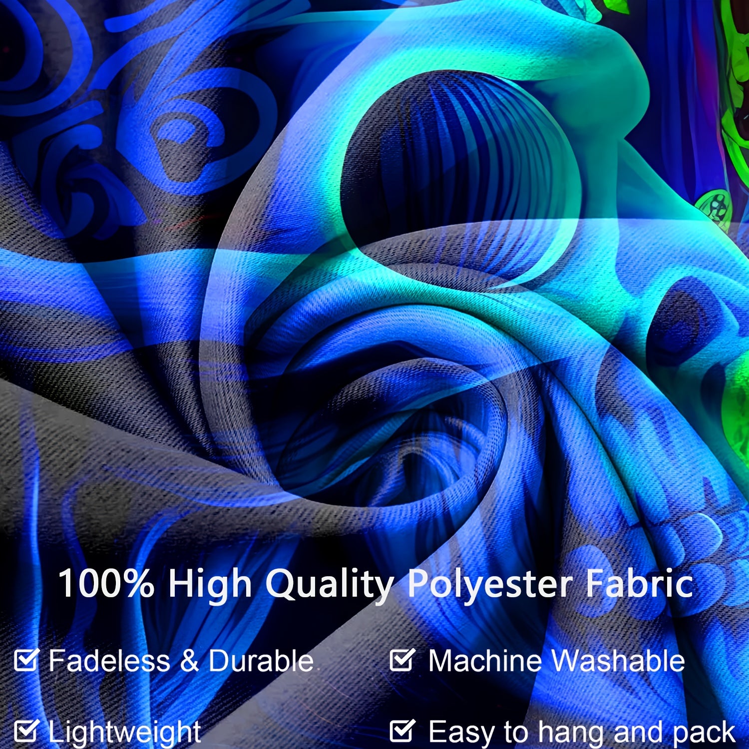 Simpkeely Terrifying Skull Mushroom UV Black Light Tapestry, Large Size Peach Skin Fluorescent Tapestry, Bedroom Aesthetic Hanging Tapestry For Party Festival, Bedroom Office Living Room Home Decor, Wall Decoration