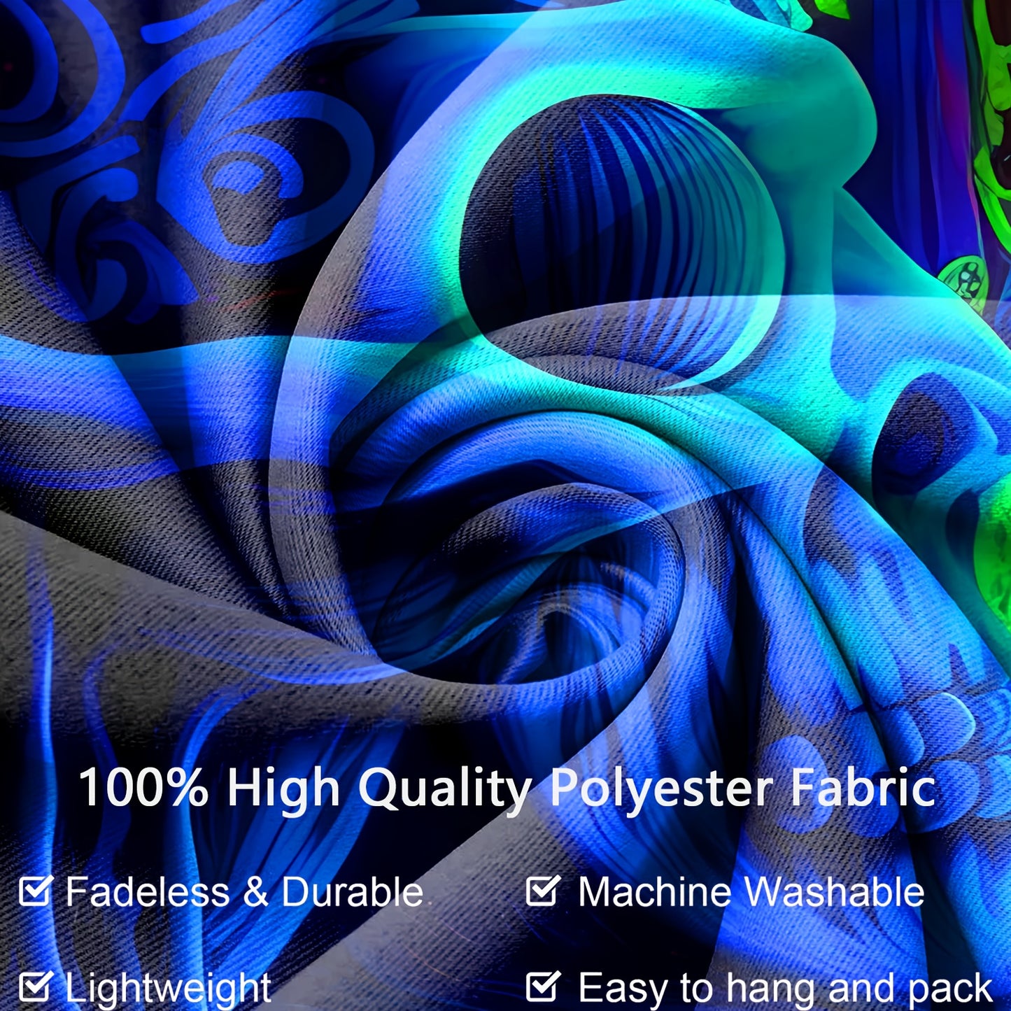 Simpkeely Terrifying Skull Mushroom UV Black Light Tapestry, Large Size Peach Skin Fluorescent Tapestry, Bedroom Aesthetic Hanging Tapestry For Party Festival, Bedroom Office Living Room Home Decor, Wall Decoration