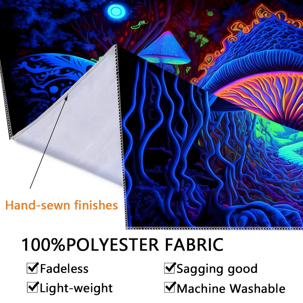 Simpkeely Terrifying Skull Mushroom UV Black Light Tapestry, Large Size Peach Skin Fluorescent Tapestry, Bedroom Aesthetic Hanging Tapestry For Party Festival, Bedroom Office Living Room Home Decor, Wall Decoration