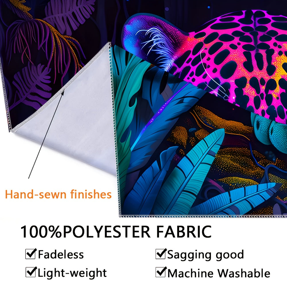 Simpkeely Domineering Jungle Leopard UV Black Light Tapestry, Large Size Peach Skin Fluorescent Tapestry, Bedroom Aesthetic Hanging Tapestry For Party Festival, Bedroom Office Living Room Home Decor, Wall Decoration