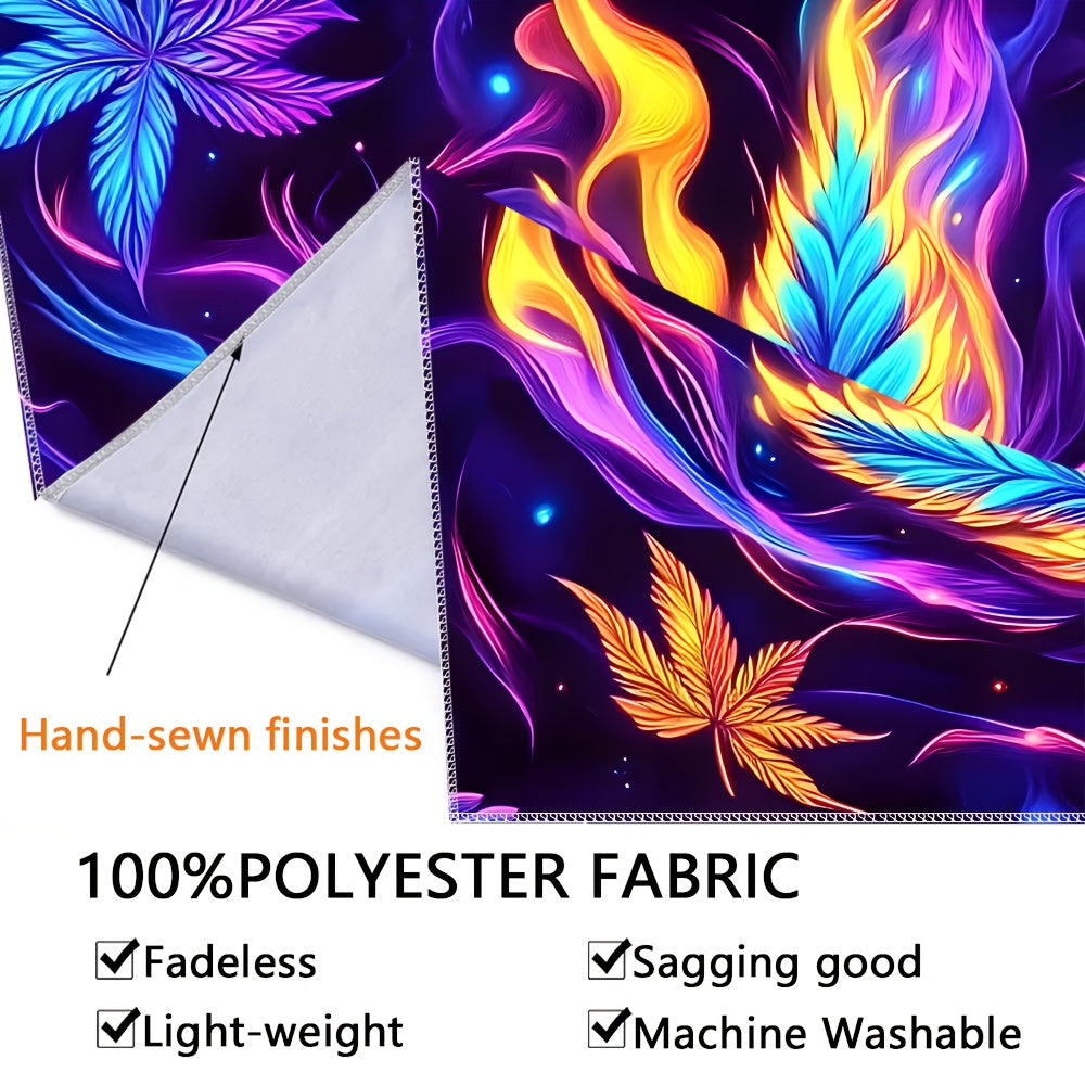 Simpkeely Flame Leaves UV Black Light Tapestry, Large Size Peach Skin Fluorescent Tapestry, Bedroom Aesthetic Hanging Tapestry for Party Festival, Bedroom Office Living Room Home Decor, Wall Decoration