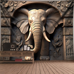 Simpkeely 3D Relief Elephant Arch Landscape Photo Background Cloth Wall Hanging Large Size Polyester Tapestry For Living Room Bedroom Office Home Room Party Decoration Live Streaming Background Tapestry With Free Hanging Clips
