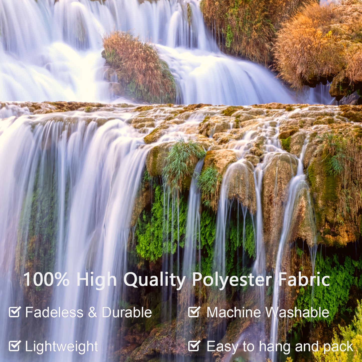 Simpkeely Sunshine Waterfall Forest Landscape Tapestry - Woven Texture Wall Hanging with Free Hanging Clips - Ideal for Living Room, Bedroom, Office, Home Decor, and Party Background