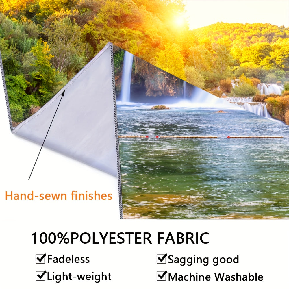 Simpkeely Sunshine Waterfall Forest Landscape Tapestry - Woven Texture Wall Hanging with Free Hanging Clips - Ideal for Living Room, Bedroom, Office, Home Decor, and Party Background