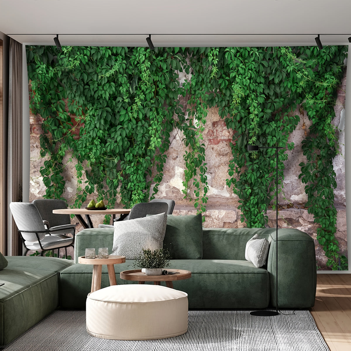 Simpkeely 3D Green Plant Wall Tapestry - Stunning Polyester Landscape Photo Backdrop for Living Room, Bedroom, Office & Party Decor with Free Hanging Clips, 95g/sq.m, Horizontal Woven Design, Wall Decorations for Living Room