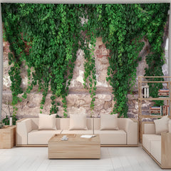 Simpkeely 3D Green Plant Wall Tapestry - Stunning Polyester Landscape Photo Backdrop for Living Room, Bedroom, Office & Party Decor with Free Hanging Clips, 95g/sq.m, Horizontal Woven Design, Wall Decorations for Living Room