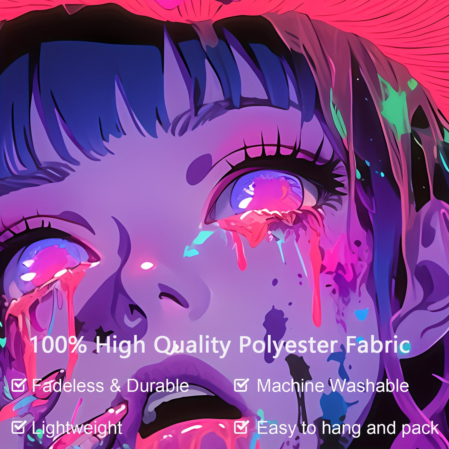 Simpkeely Mushroom Girl UV Black Light Tapestry, Large Size Peach Skin Fluorescent Tapestry, Bedroom Aesthetic Hanging Tapestry For Party Festival, Bedroom Office Living Room Home Decor, Wall Decoration