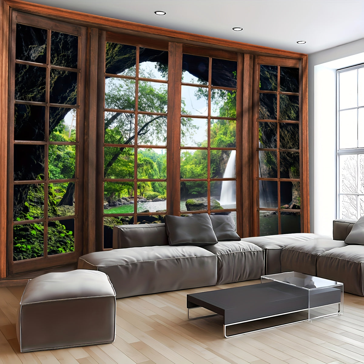 Simpkeely Plant Forest 3D Tree Hole Landscape Photo Background Wall Hanging Large Size Polyester Tapestry For Living Room Bedroom Office Home Room Party Decoration With Free Hanging Clips