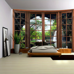 Simpkeely Plant Forest 3D Tree Hole Landscape Photo Background Wall Hanging Large Size Polyester Tapestry For Living Room Bedroom Office Home Room Party Decoration With Free Hanging Clips