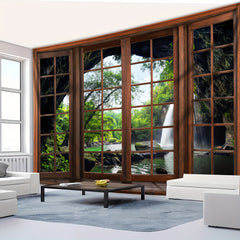 Simpkeely Plant Forest 3D Tree Hole Landscape Photo Background Wall Hanging Large Size Polyester Tapestry For Living Room Bedroom Office Home Room Party Decoration With Free Hanging Clips