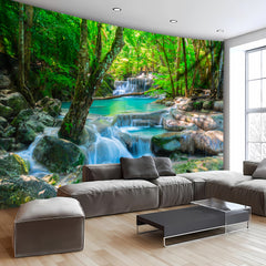 Simpkeely Forest Brook Print Polyester Tapestry - Natural Plants Landscape Wall Hanging for Living Room Bedroom Office Home Decor - Live Streaming Background with Free Installation Package