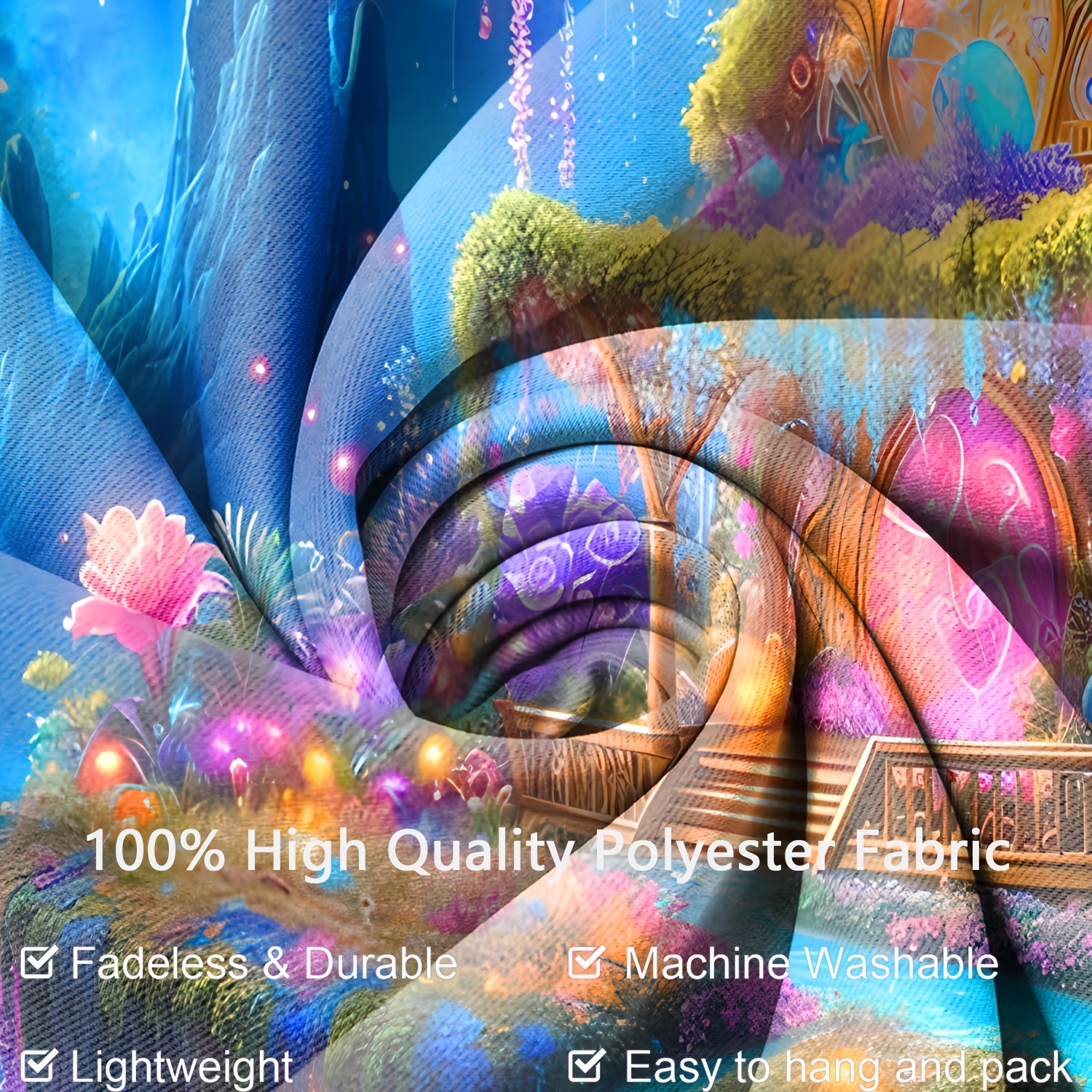 Simpkeely Large Peach Skin Enchanting Magic Castle Fluorescent Tapestry - Easy-Hang Wall Art for Bedroom & Living Room Decor