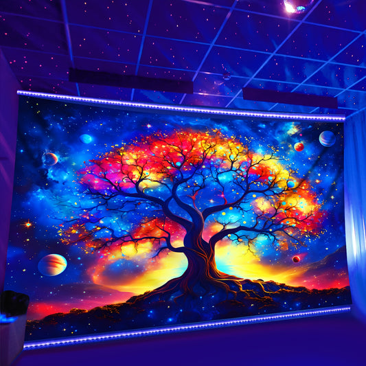 Simpkeely Tree of Life Galaxy Tapestry, Polyester Peach Skin Velvet, Fantasy Themed Indoor Wall Hanging, Woven Decor for Living Room, Bedroom, Office