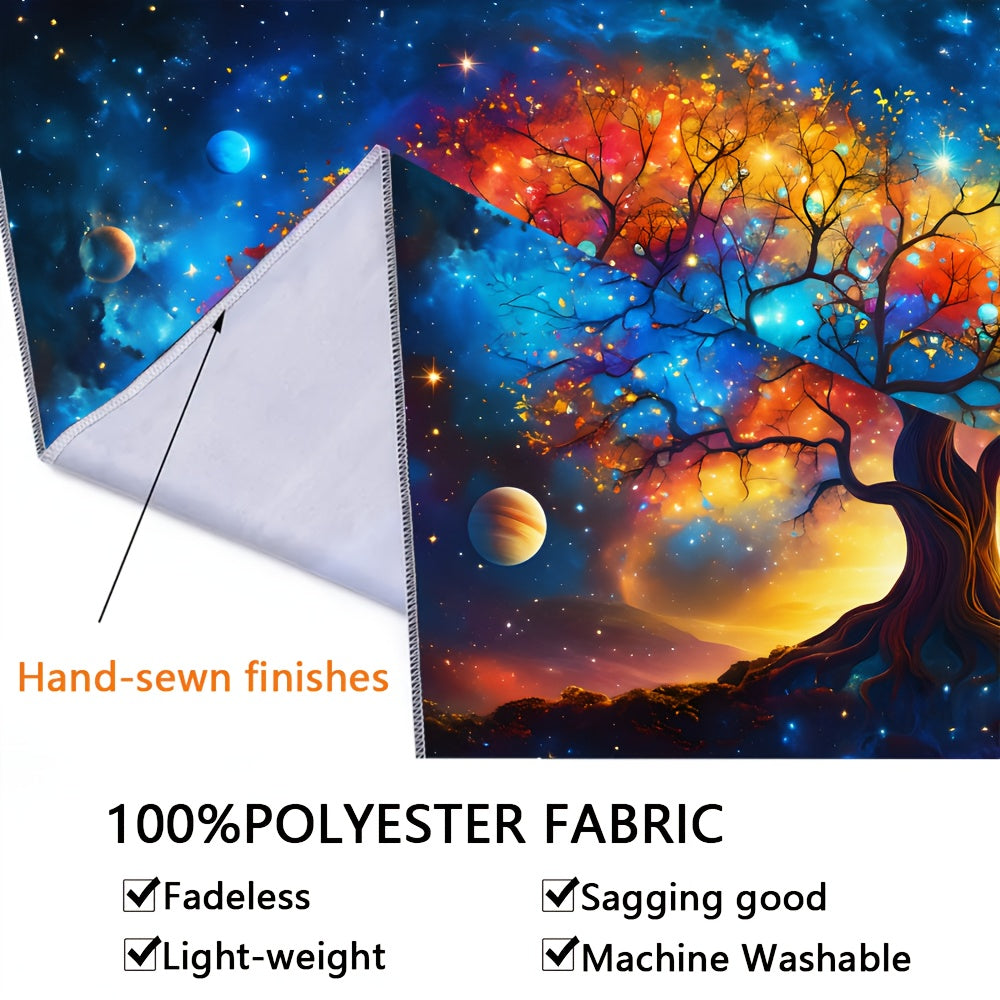 Simpkeely Tree of Life Galaxy Tapestry, Polyester Peach Skin Velvet, Fantasy Themed Indoor Wall Hanging, Woven Decor for Living Room, Bedroom, Office