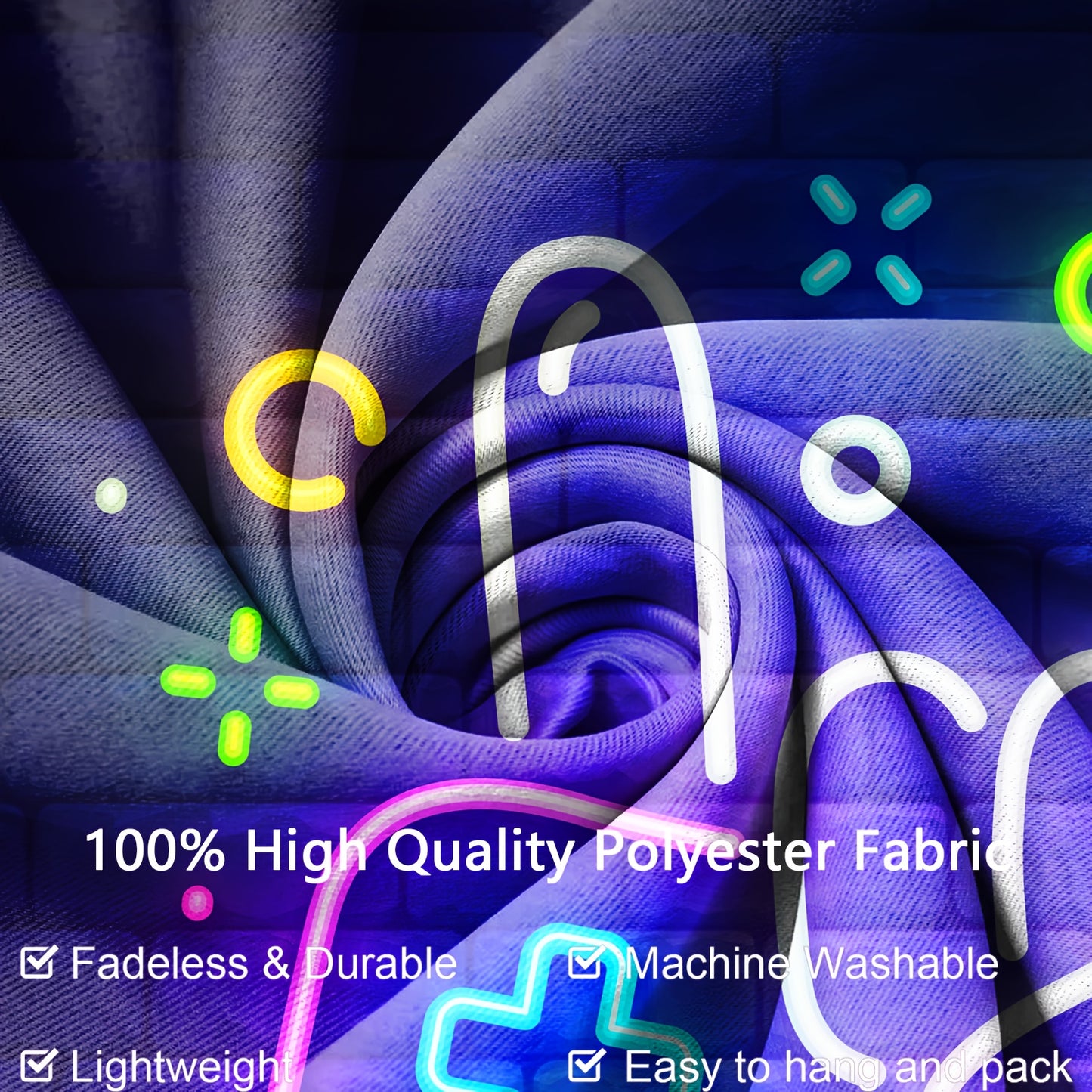 Simpkeely E-Sports Neon Gaming Tapestry, UV Reactive Fluorescent Game Controller Wall Hanging, Fantasy Themed Graphic Decor, Woven Peach Skin Velvet Fabric, Polyester, with No Power Needed, for Bedroom, Living Room, Home Office