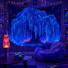 Starlight Willow UV Reactive Tapestry — Blacklight Glow Decor