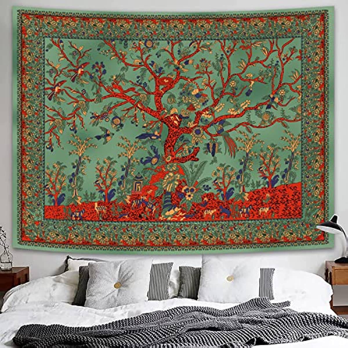 Tie Dye Yellow Tree of Life Tapestry Wall Hanging Hippie Tapestry